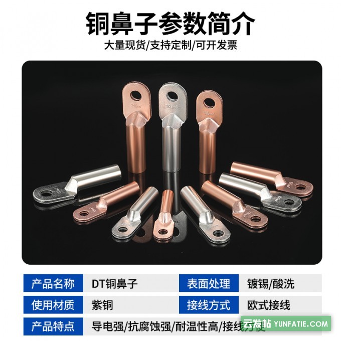 DT铜鼻子_镀锡线鼻子_紫铜线耳_铜接线端子